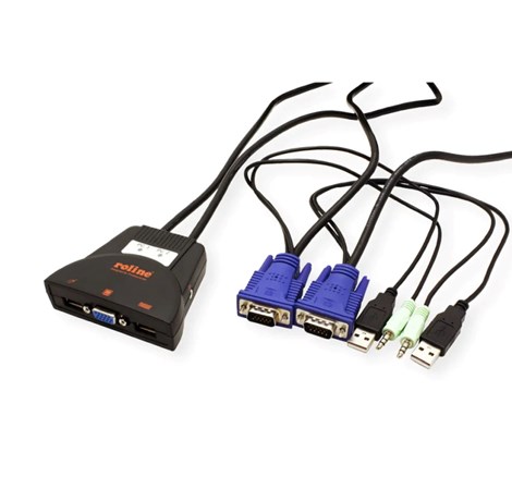 Roline KVM "Star" preklopnik (1 korisnik/2 PC), USB/Audio