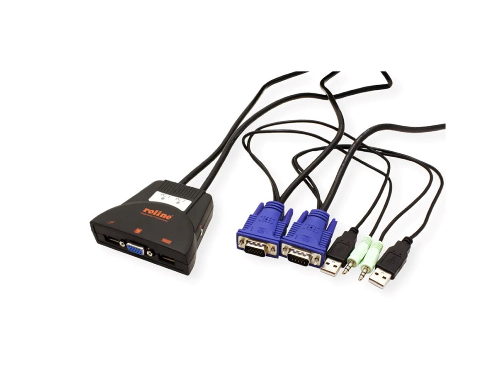 Roline KVM "Star" preklopnik (1 korisnik/2 PC), USB/Audio