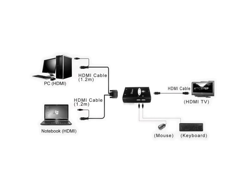 Roline VALUE KVM "Star" preklopnik (1 korisnik/2 PC), HDMI/USB