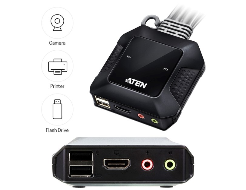 ATEN 2-port USB 4K HDMI KVM Switch sa kablovima (CS22H)