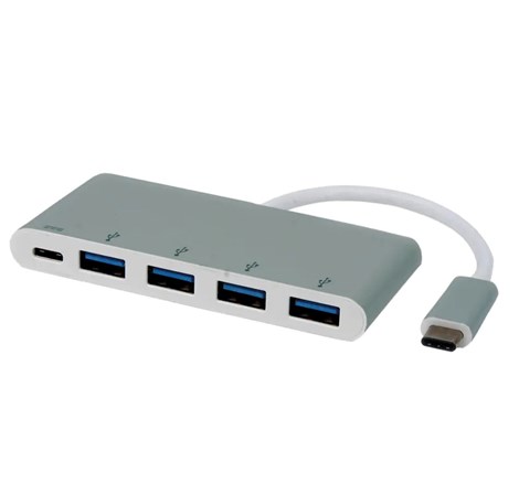 Roline Hub 4-porta USB3.0 + USB-C (PD), USB-C kabel, 0.1m