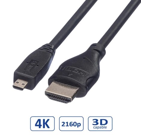 Roline HDMI kabel sa mrežom, TIP A (M) - TIP D (M) (micro), 2.0m