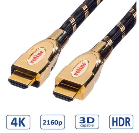Roline GOLD HDMI Ultra HD kabel sa mrežom, M/M, 1.0m