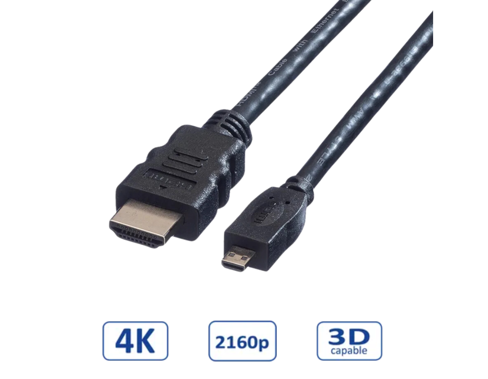 Roline VALUE HDMI kabel sa mrežom, TIP A (M) - TIP D (M) (micro), 2.0m
