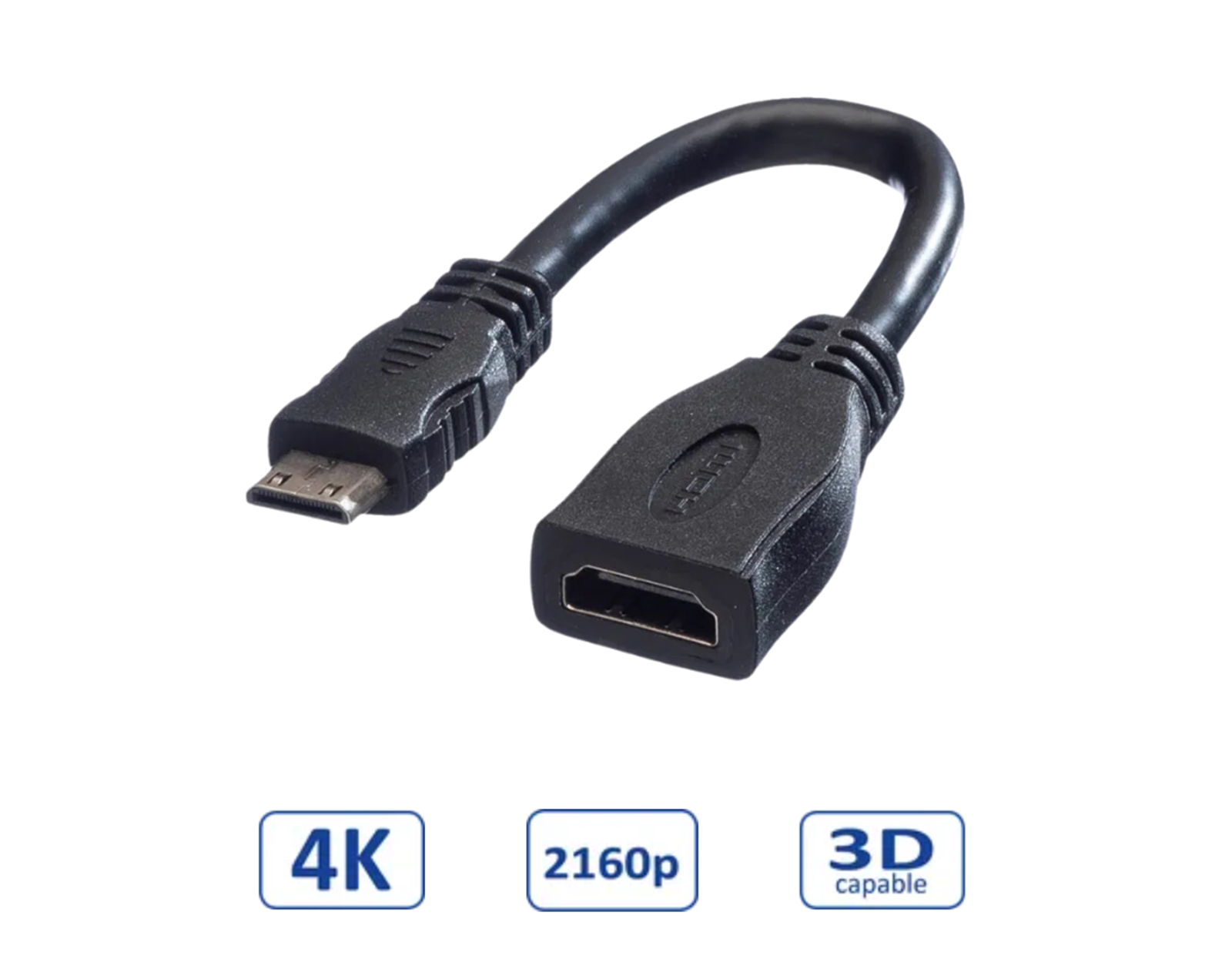 Roline VALUE HDMI High Speed kabel sa mrežom, TIP A (F) - TIP C (M) (mini), 0.15m