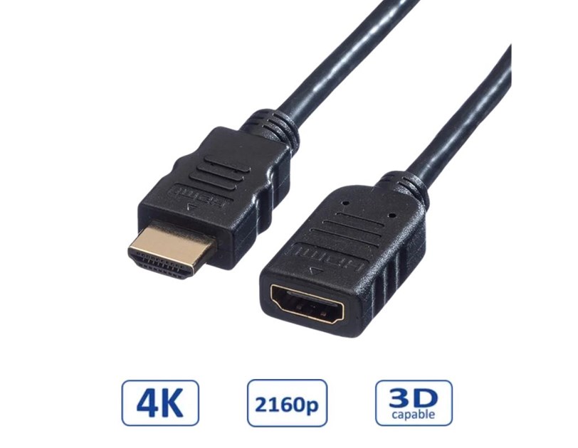 Roline VALUE HDMI produžni kabel sa mrežom, HDMI M - HDMI F, 2.0m
