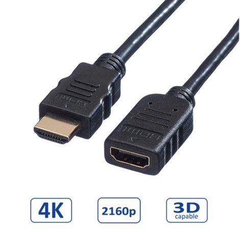 Roline VALUE HDMI produžni kabel sa mrežom, HDMI M - HDMI F, 5.0m