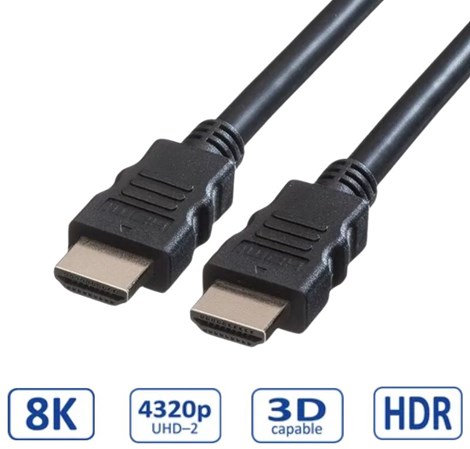 Roline VALUE Ultra HD 8K HDMI v2.1 kabel sa mrežom, M/M, crni, 10m