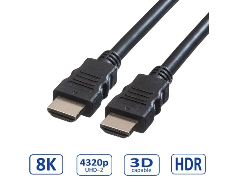Roline VALUE Ultra HD 8K HDMI v2.1 kabel sa mrežom, M/M, crni, 10m