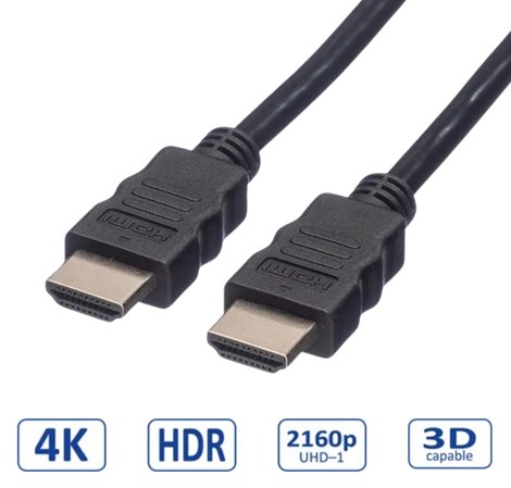Roline VALUE UltraHD HDMI kabel sa mrežom, M/M, crni, 5.0m