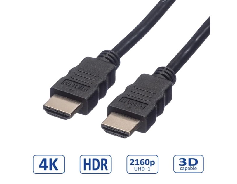 Roline VALUE UltraHD HDMI kabel sa mrežom, M/M, crni, 5.0m