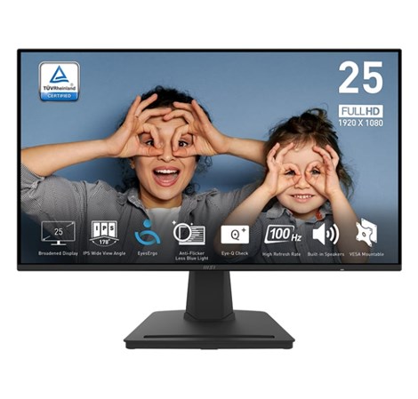 MSI 24.5" PRO MP252 FHD (1920x1080) IPS, 100Hz, 16:9, 1ms, 300 cd/m2, 1300:1, 1xHDMI, 1xDP, zvučnici, crni 