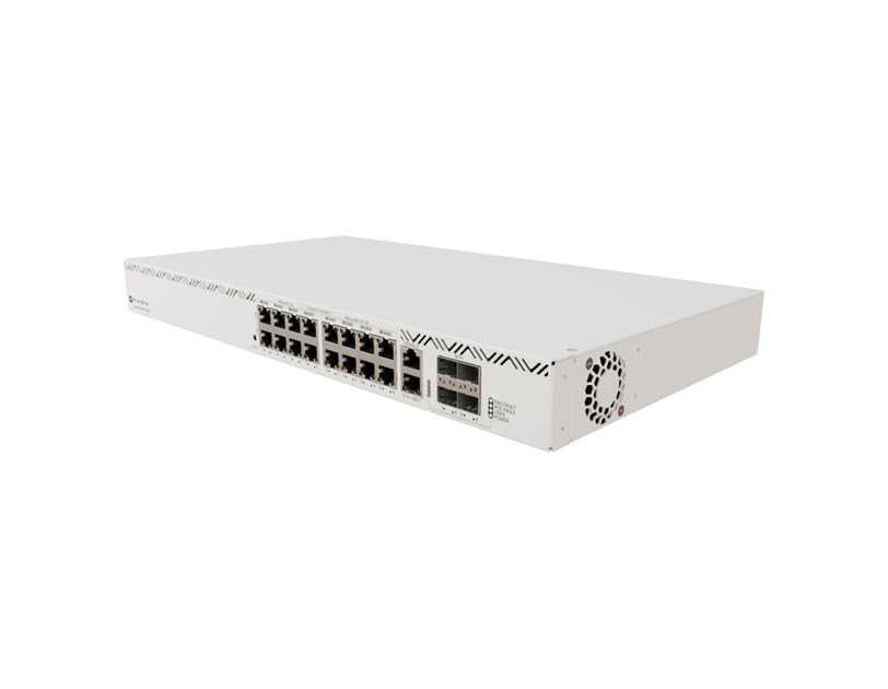 Mikrotik CRS320-8P-8B-4S+RM, ARM 32bit Dual-Core 800 MHz CPU, 256MB RAM, 32MB, 1-8 PoE+(802.3af/at), 9-16 PoE++(802.3af/at/bt), 4x10G SFP+, 8xPoE++ ports (802.bt), 1xRJ45, 1xGLAN, RouterOS L4