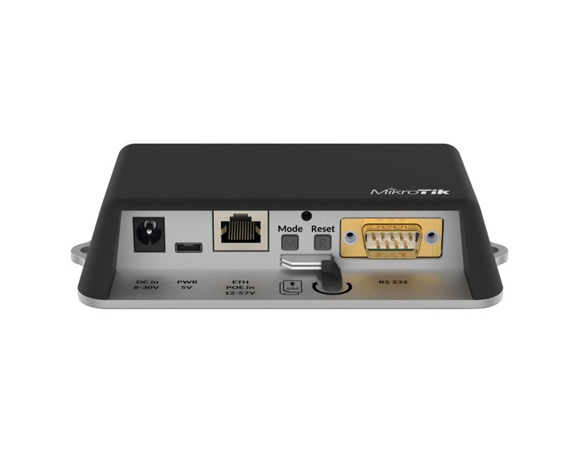 Mikrotik RB912R-2nD-LTm&EC200A-EU, 650MHz CPU, 64MB RAM, 1×LAN, 2.4Ghz 802.11b/g/n, GPS, 2×miniSIM, USB, RS232, RouterOS L4, vanjsko kućište, PSU