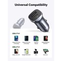 UGREEN auto punjač 24W, USB-C+USB-A, PD3.0/QC3.0, srebrni