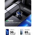 UGREEN auto punjač 24W, USB-C+USB-A, PD3.0/QC3.0, srebrni