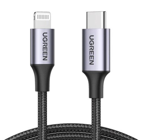 UGREEN Lightning na USB-C (M), MFi, PD, pleteni kabel, 1.0m