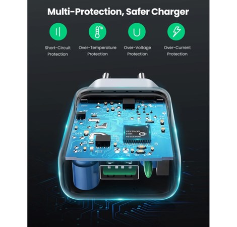 UGREEN zidni punjač 18W, USB-A, QC 3.0, bijeli