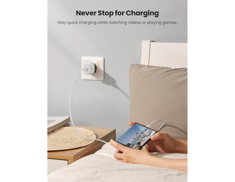 UGREEN zidni punjač 18W, USB-A, QC 3.0, bijeli