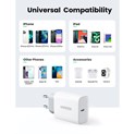 UGREEN zidni punjač 20W, USB-C, PD3.0/QC4.0, bijeli + USB-C/Lightning kabel 1.0m