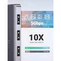 UGREEN 4-portni USB-A HUB 4xUSB-A 3.0 + micro USB power port, sivi