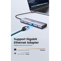 UGREEN 10-portni USB-C HUB 3×USB-A 3.0, 1xUSB- C PD, VGA, 4K, HDMI, 1xG-LAN, 1xSD, 1xTF, 3.5mm, sivi