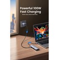 UGREEN 10-portni USB-C HUB 3×USB-A 3.0, 1xUSB- C PD, VGA, 4K, HDMI, 1xG-LAN, 1xSD, 1xTF, 3.5mm, sivi