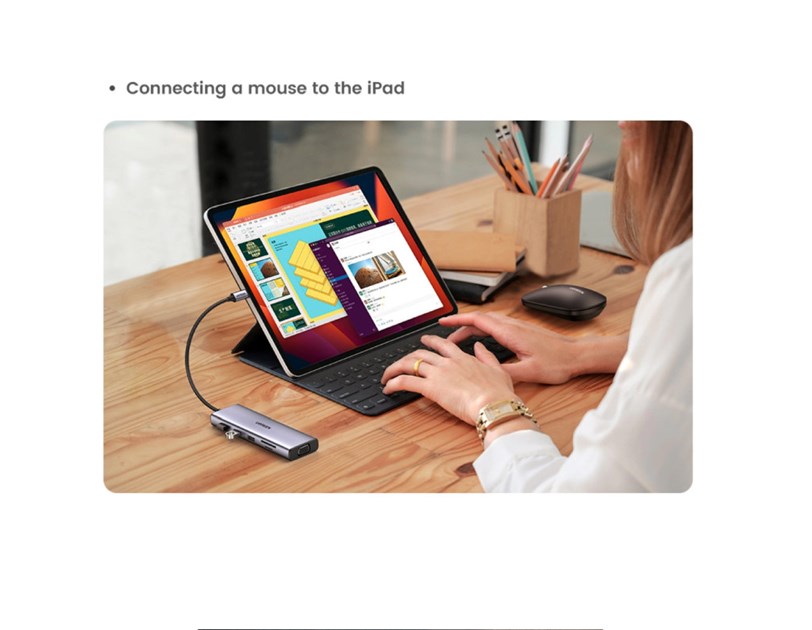 UGREEN 10-portni USB-C HUB 3×USB-A 3.0, 1xUSB- C PD, VGA, 4K, HDMI, 1xG-LAN, 1xSD, 1xTF, 3.5mm, sivi