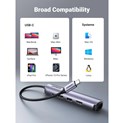 UGREEN 5-portni USB-C HUB 2xUSB-A 3.0 A, 1xHDMI, 1xRJ45, 1x USB-C PD, sivi