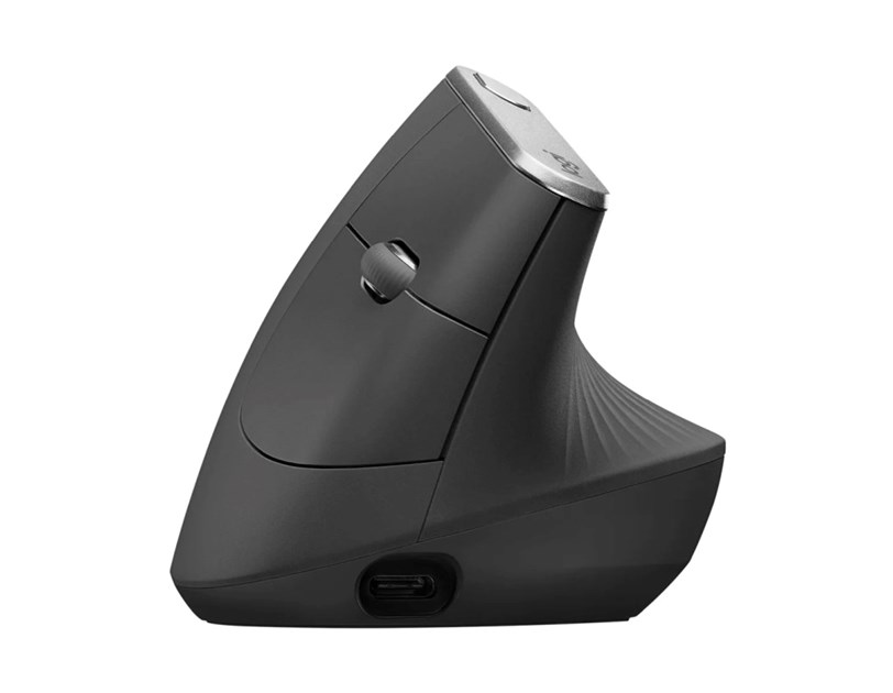 Logitech MX Vertical Advanced vertikalni ergonomski bežični optički miš, za dešnjake, USB, grafit (910-005448)