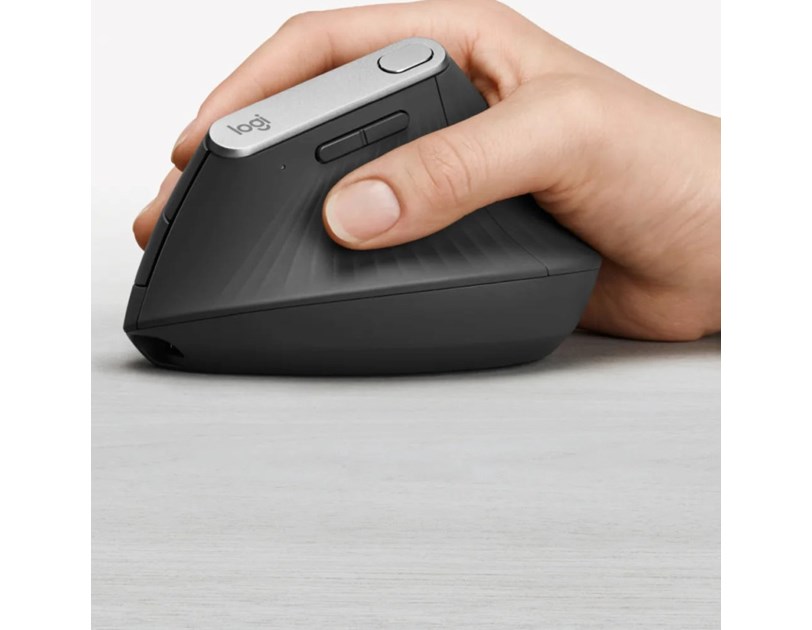 Logitech MX Vertical Advanced vertikalni ergonomski bežični optički miš, za dešnjake, USB, grafit (910-005448)