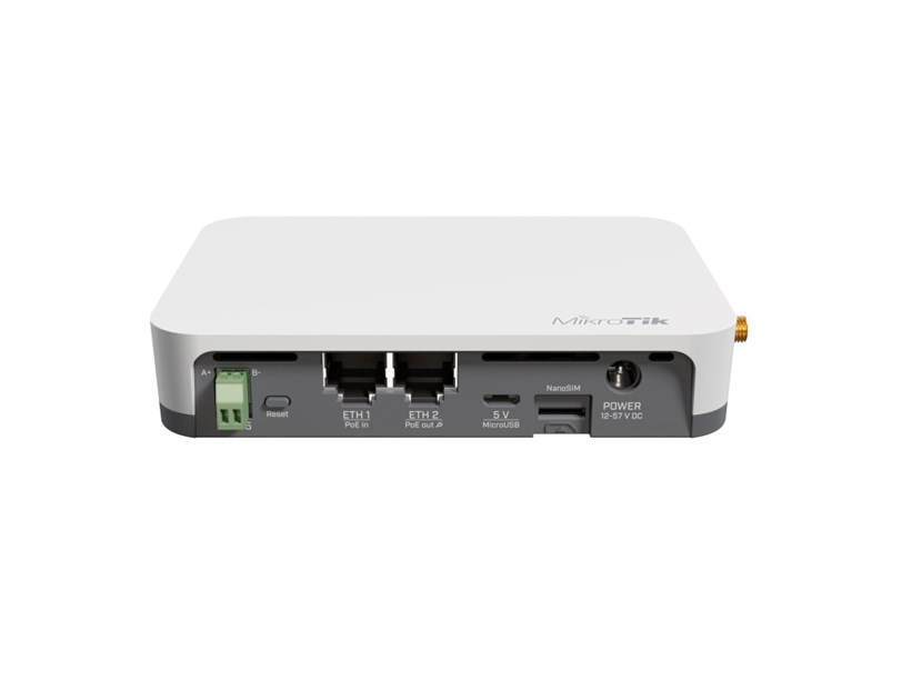 Mikrotik KNOT LR8 kit - IoT Gateway, 650MHz CPU, 64MB RAM, 2×10/100Mbps (PoE-in/PoE-out) 2.4Ghz 802.11b/g/n Dual Chain, R11e-LoRa8 card (863-870MHz 14dBm), BT5.2, GPS, microUSB, RouterOS L4