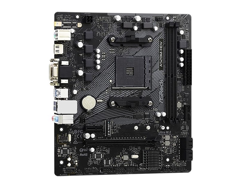 Asrock MB A520M-HDV, S. AM4, DDR4/4733+(OC), PCIe 3.0, G-LAN, VGA/DVI-D/HDMI, mATX