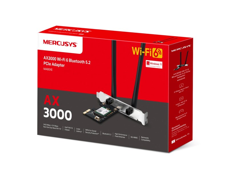 Mercusys AX3000 Wi-Fi 6 Bluetooth 5.2 PCIe Adapter