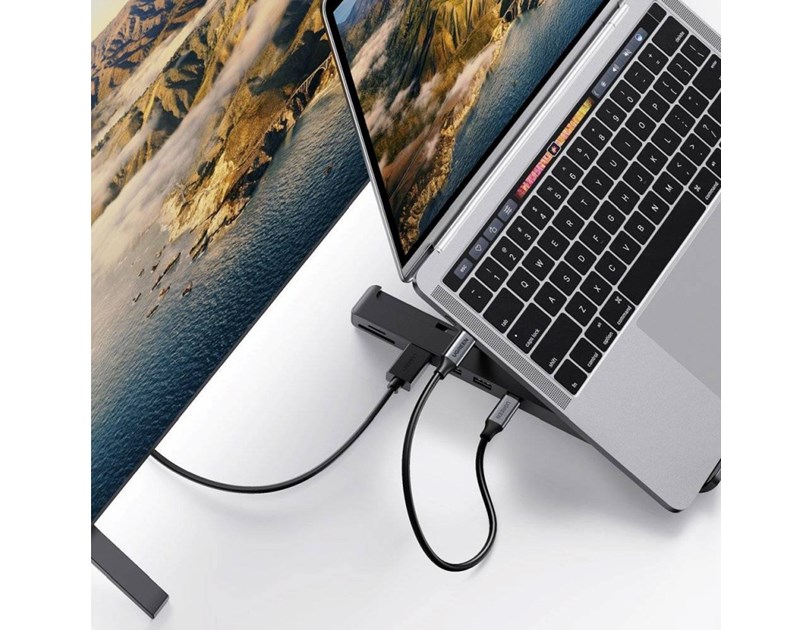 UGREEN X-Kit stalak za prijenosnik 5-u-1 HUB USB Type C - 2x USB 3.2 Gen, HDMI 4K 30 Hz, 3D, SD/microSD čitač