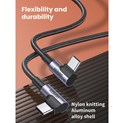 UGREEN USB-C (M) na USB-C (M), kutni 90°, 60W, 3A, PD 3.0, QC 4.0, pleteni kabel MFi, 1m