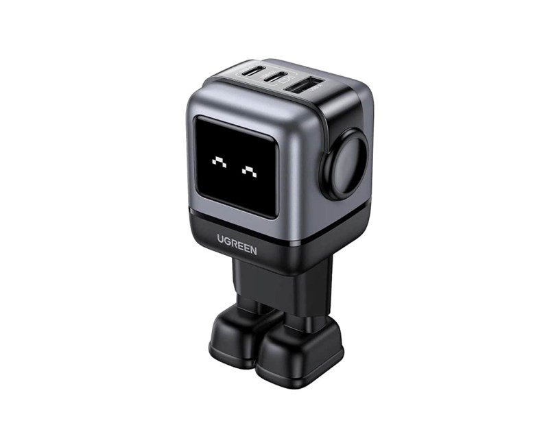 UGREEN Robot zidni punjač 65W, 2x USB-C, 1xUSB-A, GaN, sivo crni