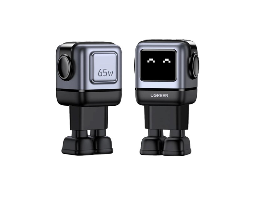 UGREEN Robot zidni punjač 65W, 2x USB-C, 1xUSB-A, GaN, sivo crni