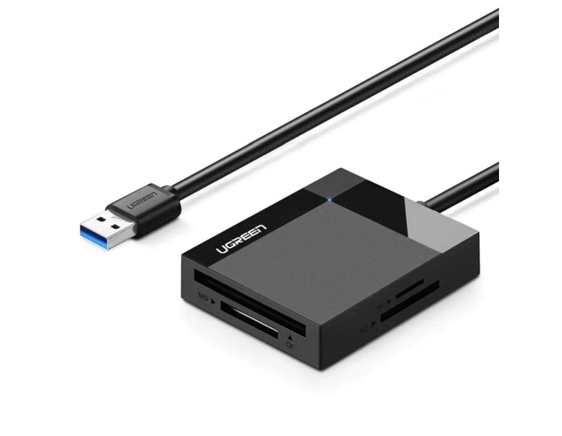 UGREEN čitač memorijskih kartica, USB 3.0, TF/SD/CF/MS kartice, 50cm, crni