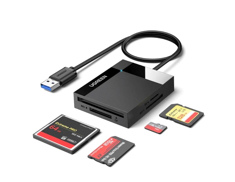 UGREEN čitač memorijskih kartica, USB 3.0, TF/SD/CF/MS kartice, 50cm, crni
