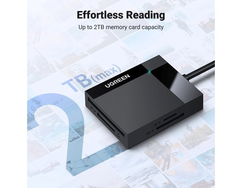 UGREEN čitač memorijskih kartica, USB 3.0, TF/SD/CF/MS kartice, 50cm, crni