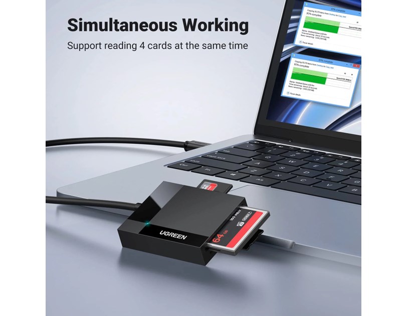 UGREEN čitač memorijskih kartica, USB 3.0, TF/SD/CF/MS kartice, 50cm, crni