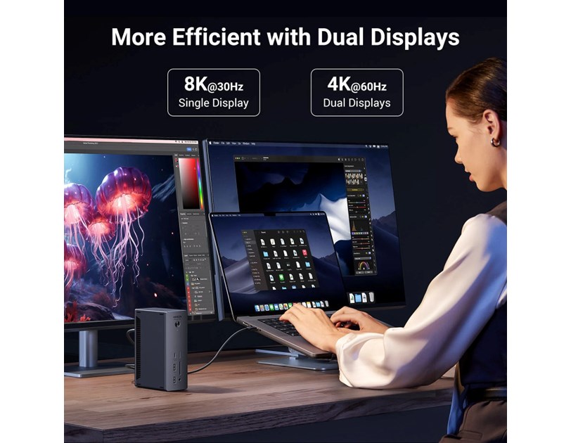 UGREEN Revodok Max 13u1, DisplayPort, Thunderbolt 4, USB-C, RJ45, čitač kartica TF/SD, 3.5mm