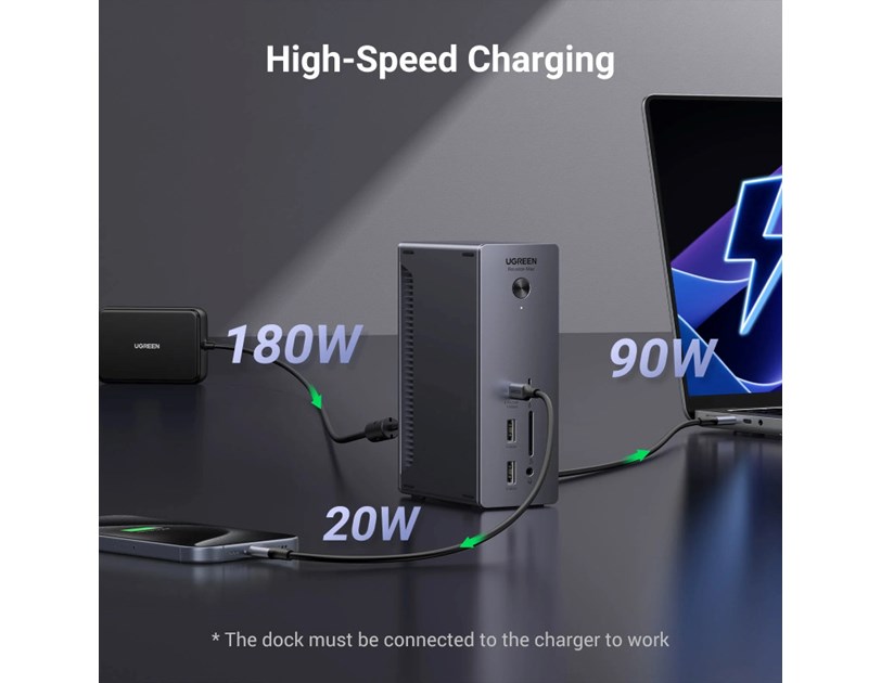 UGREEN Revodok Max 13u1, DisplayPort, Thunderbolt 4, USB-C, RJ45, čitač kartica TF/SD, 3.5mm