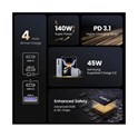 UGREEN Nexode Pro zidni punjač 160W, 3×USB-C/1×USB-A, USB-C kabel, GaN, sivi