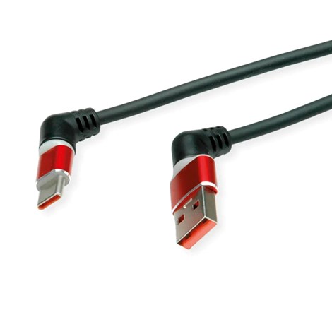 Roline 360° USB 2.0 kabel, C-A, M/M, 60W, crveno/crni, 1.0m