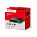 Mercusys MS105GS 5-Port Gigabit Desktop preklopnik (Switch) 5×10/100/1000Mbps, Plug & Play, Auto-Negotiation, Auto-MDI/MDIX, metalno kučište 