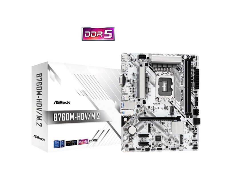 ASRock MB B760M-HDV/M.2, S.1700, DDR5/7200MHz(OC), PCIe 4.0, G-LAN, VGA/DP/HDMI, mATX