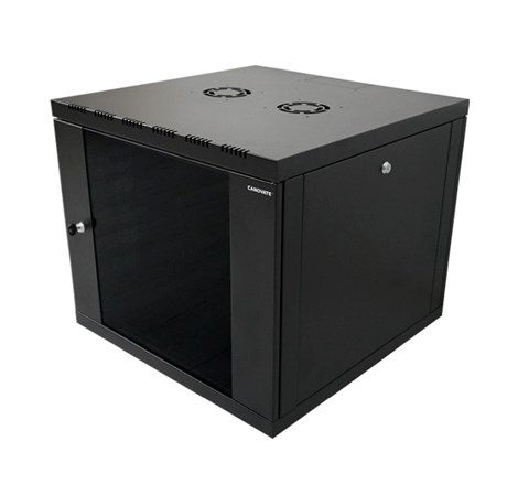 Canovate 9U 600x400x498 SINGLE zidni ormar s bočnim stranama koje se mogu otvoriti izvana, crni (WS3O-9-0964F)