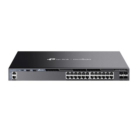 TP-Link 24-Port Omada Gigabit Stackable Managed preklopnik (Switch) L3, 4×10 Gbps SFP+, 2xUSB 2.0, 1×RJ45 Console Port, 1×USB-C Console Port, 1×RJ45 Management Port 